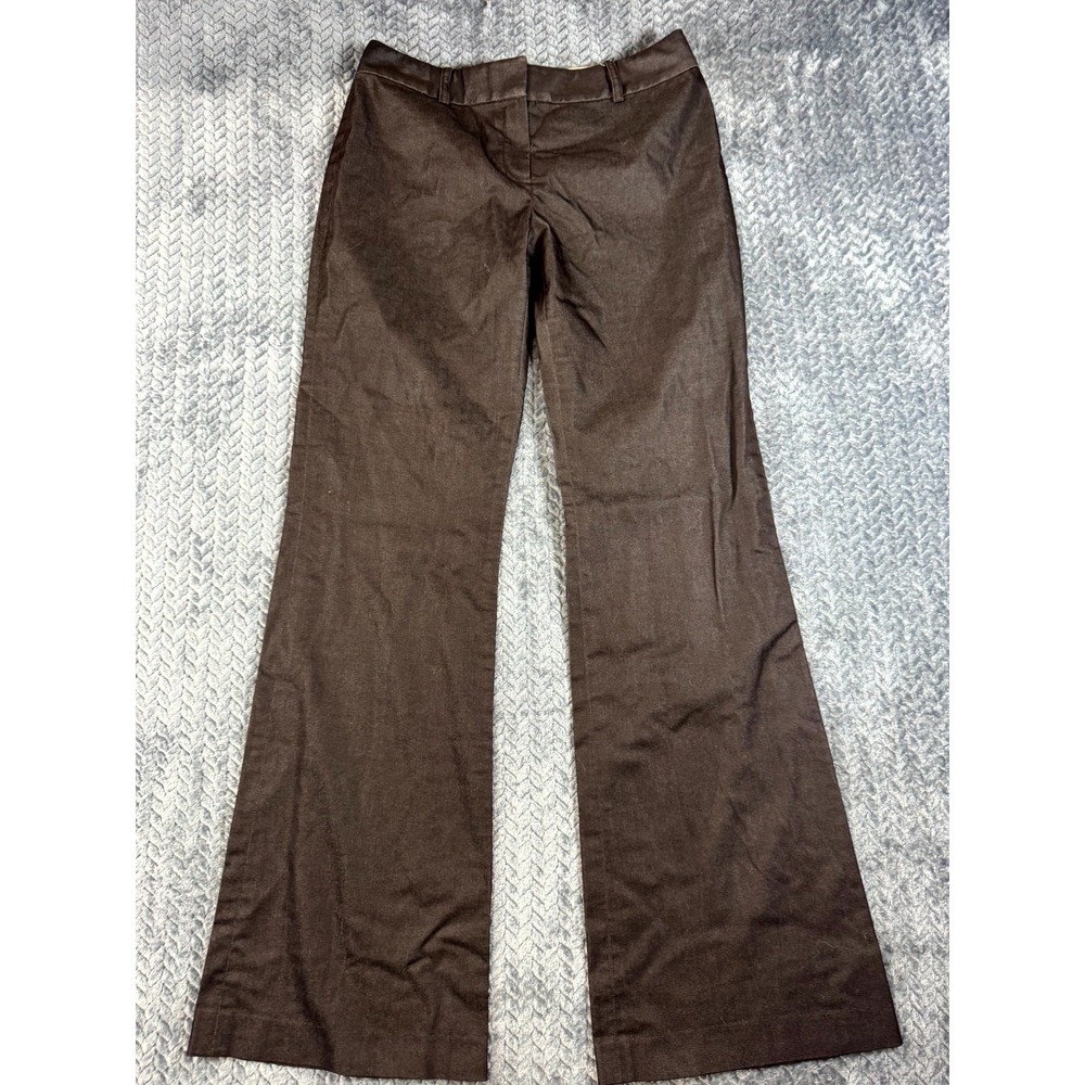 Tahari Dress Pants Womens 30x32 Brown Cotton Cotton Formal Mid Rise Flare Leg